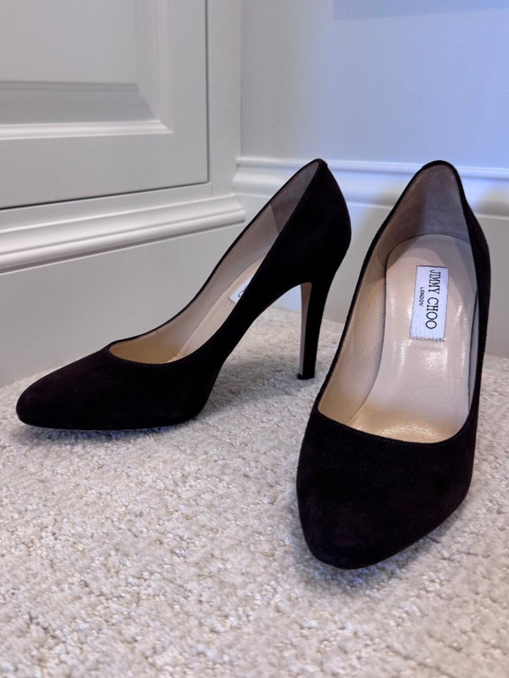 Jimmy Choo Dark Brown Suede Stiletto Pumps EU Size 37.5